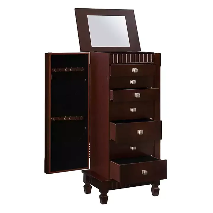 Merlot Wood 7-Drawer Joslyn Jewelry Armoire