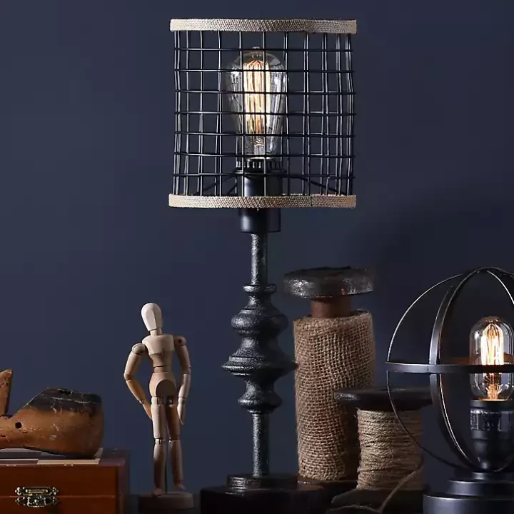 Metal and Burlap Edison Lamp