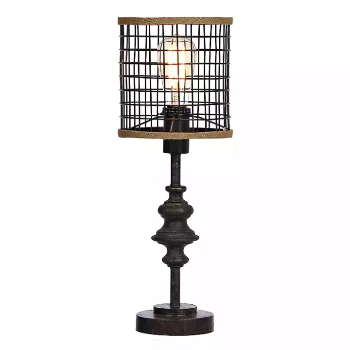 Metal and Burlap Edison Lamp