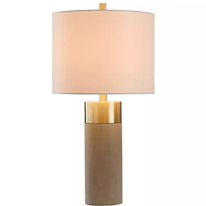 Metal and Concrete Cylindrical Table Lamp