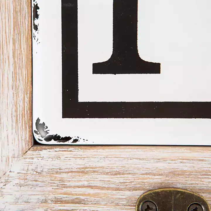 Metal and Wood Bath Sign with Hooks