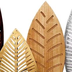 Metal and Wood Leaf Stems Wall Plaque