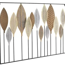 Metal and Wood Leaf Stems Wall Plaque