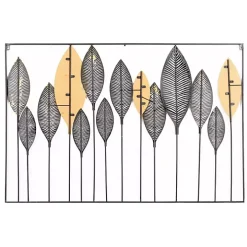 Metal and Wood Leaf Stems Wall Plaque