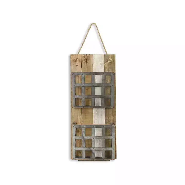 Metal and Wood 2-Tier Mail Holder Wall Plaque