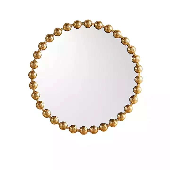 Metallic Gold Foiled Beaded Wall Mirror, 27 in.