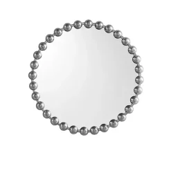 Metallic Silver Foiled Beaded Wall Mirror