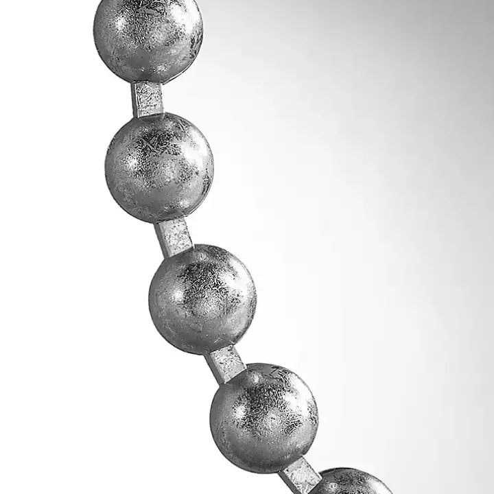 Metallic Silver Foiled Beaded Wall Mirror