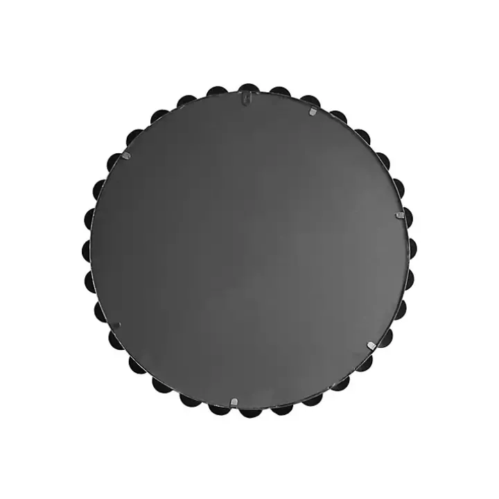 Metallic Silver Foiled Beaded Wall Mirror