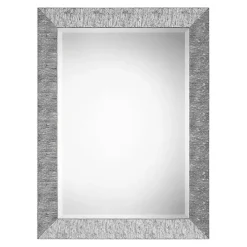 Metallic Silver Textured Frame Wall Mirror