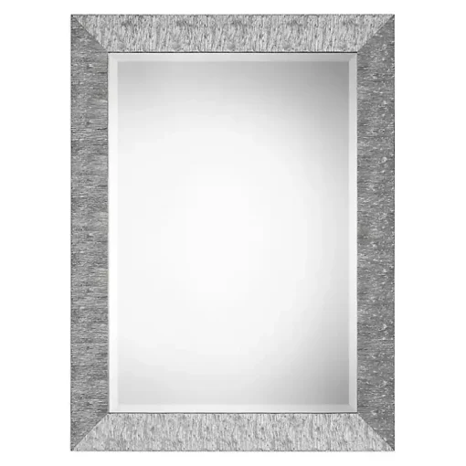 Metallic Silver Textured Frame Wall Mirror