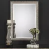 Metallic Silver Textured Frame Wall Mirror