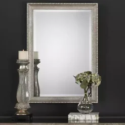 Metallic Silver Textured Frame Wall Mirror