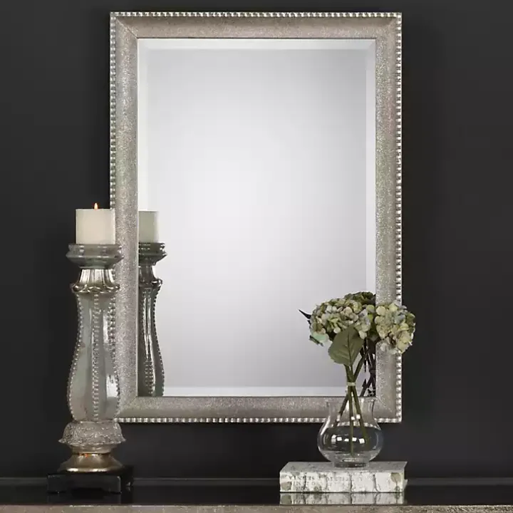 Metallic Silver Textured Frame Wall Mirror