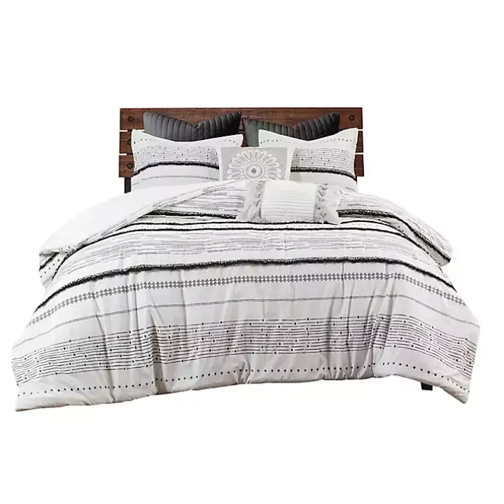 Mia White Striped 3-pc. King Duvet Cover Set