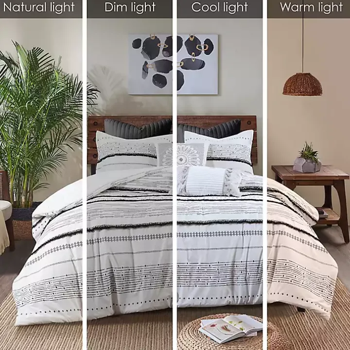 Mia White Striped 3-pc. King Comforter Set