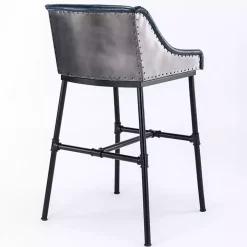 Midnight Blue Faux Leather Parlor Bar Stool