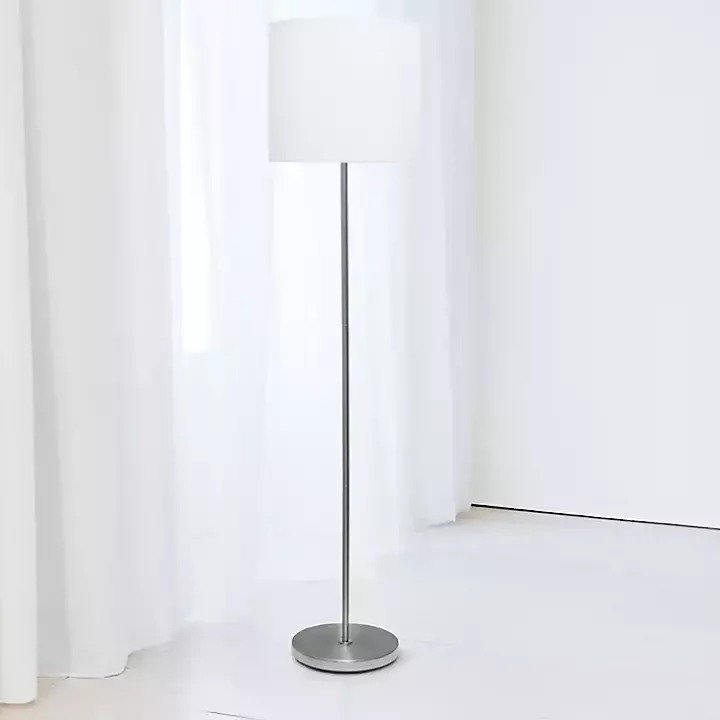 Minimal Brushed Nickel Stem Floor Lamp