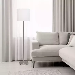Minimal Brushed Nickel Stem Floor Lamp