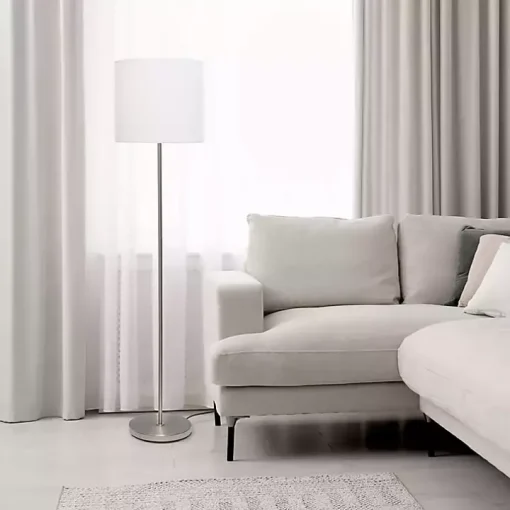 Minimal Brushed Nickel Stem Floor Lamp