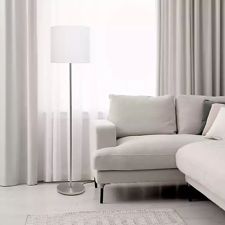 Minimal Brushed Nickel Stem Floor Lamp