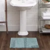 Mint Blue Asymmetrical Cotton Bath Mat, 60 in.