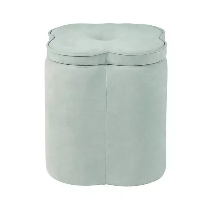 Mint Green Chenille Flower Storage Ottoman