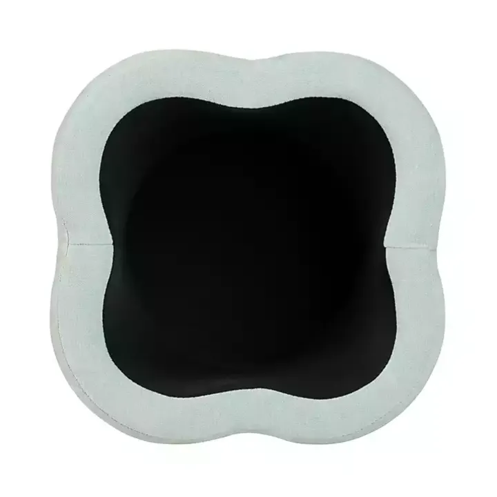 Mint Green Chenille Flower Storage Ottoman