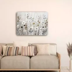 Misty Meadow Field Large Canvas Art Print