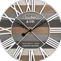 Mixed Planks and White Wooden Wall Clock