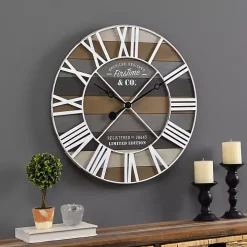 Mixed Planks and White Wooden Wall Clock