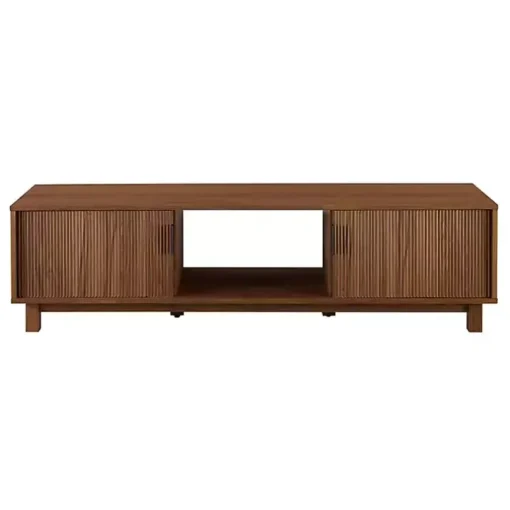 Mocha Brown Fluted 2-Door Compact TV Stand