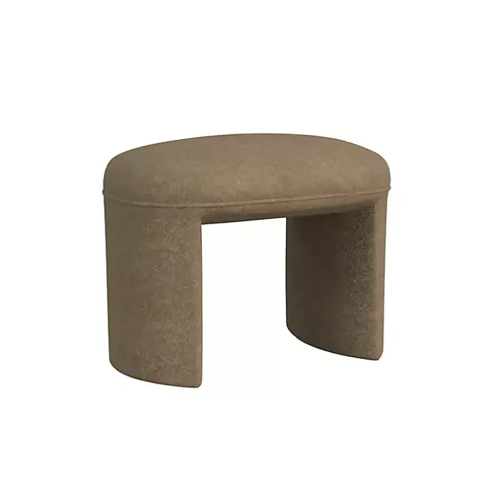 Mocha Brown Oval Upholstered Ottoman