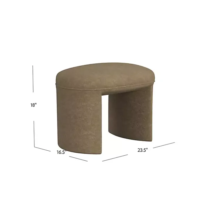 Mocha Brown Oval Upholstered Ottoman