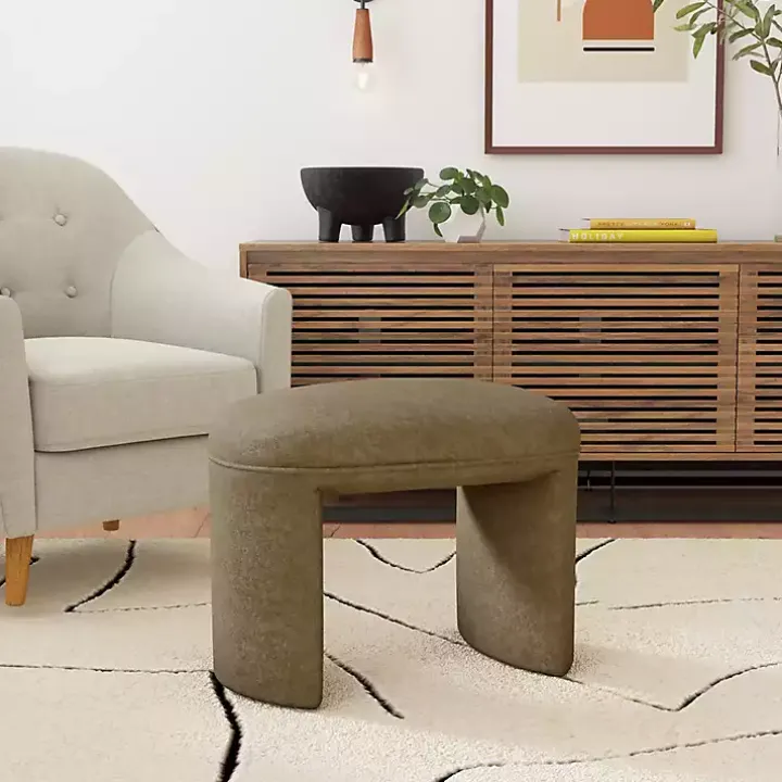 Mocha Brown Oval Upholstered Ottoman