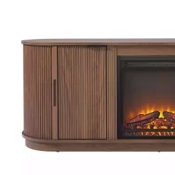 Mocha Brown Reeded Fireplace Media Cabinet