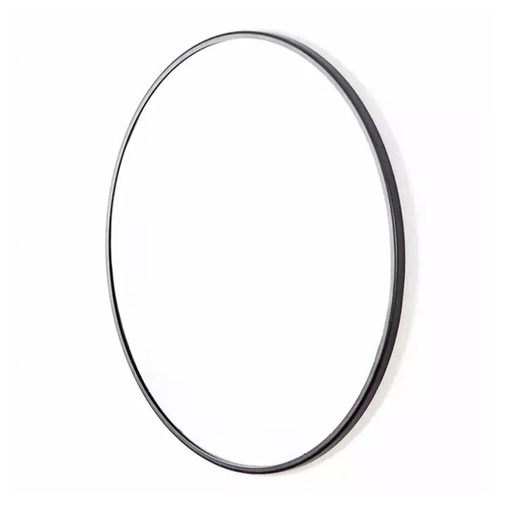 Modern Black Metal Round Wall Mirror