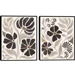 Modern Petals Framed Canvas Art Prints, Set of 2
