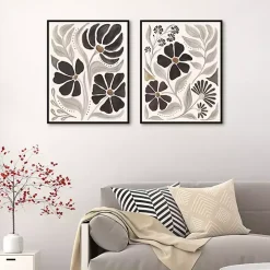 Modern Petals Framed Canvas Art Prints, Set of 2