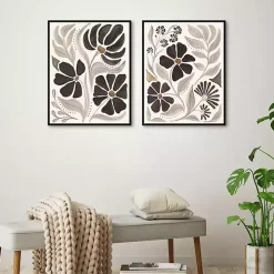 Modern Petals Framed Canvas Art Prints, Set of 2