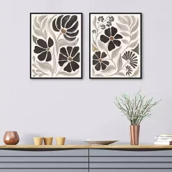 Modern Petals Framed Canvas Art Prints, Set of 2