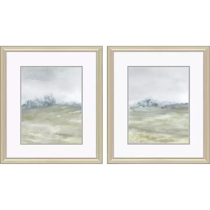 Morning Mist Framed Canvas Art Prints, Set of 2