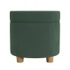 Moss Green Round Velvet Storage Ottoman