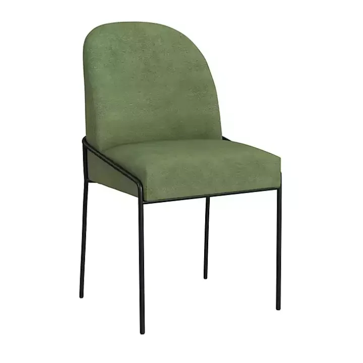 Moss Green Velvet Metal Dining Chair