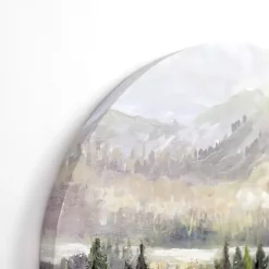 Mountain Top Forest Arched Canvas Art Print