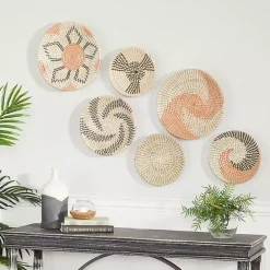 Multi Seagrass Round 6-pc. Wall Plaque Set