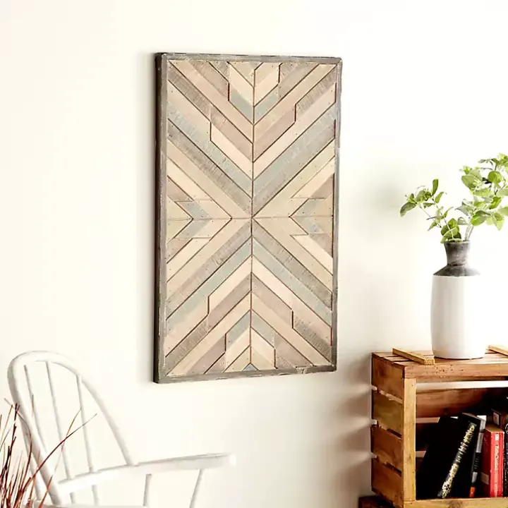 Multicolor Criss Cross Chevron Wood Wall Plaque