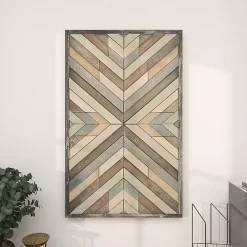 Multicolor Criss Cross Chevron Wood Wall Plaque