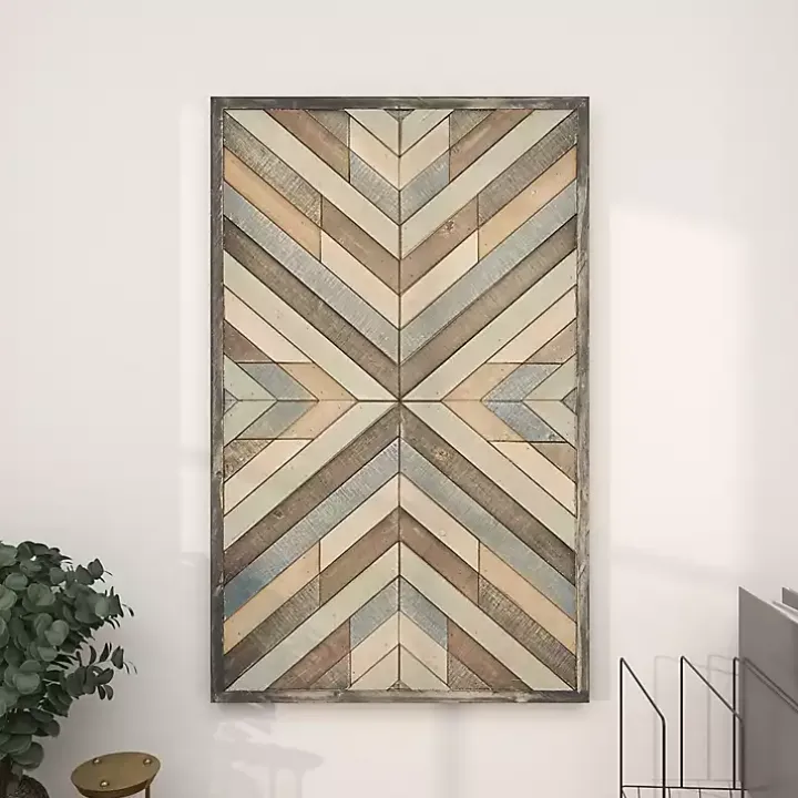Multicolor Criss Cross Chevron Wood Wall Plaque