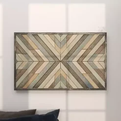 Multicolor Criss Cross Chevron Wood Wall Plaque
